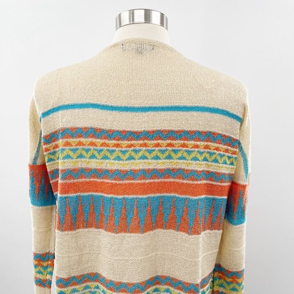 Sisters Womens Tan Western Geometric Light Weight Sweater Cardigan Size S/M NEW - Picture 6 of 8